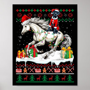 Affiche Père Noël Great Dane équitation Cheval Noël Sweate