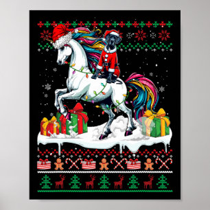 Affiche Père Noël Great Dane Riding Unicorn Sweer de Noël