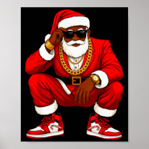 Affiche Père Noël Hip Hop Hommes Afro-Américains Équipe de