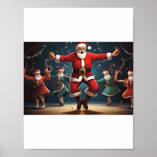 Affiche père Noël ivre exécutant une danse de bouchon