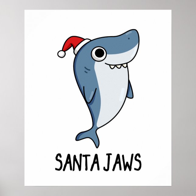 Affiche Père Noël Jaws Funny Shark Christmas Pun (Devant)