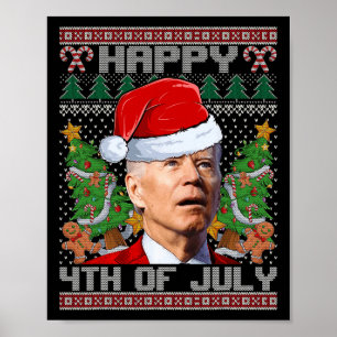 Affiche Père Noël Joe Biden Happy 4 juillet Ugly Christmas