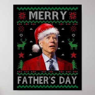 Affiche Père Noël Joe Biden Joyeux Fête des pères Laid Noë