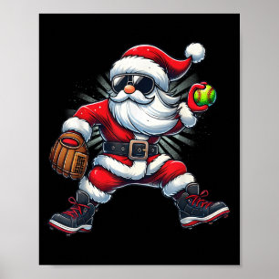 Affiche Père Noël Jouant Au Softball Comme Tcher Boys Enfa
