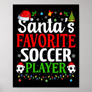 Affiche Père Noël Joueur de football favori Xmas Funny Noë