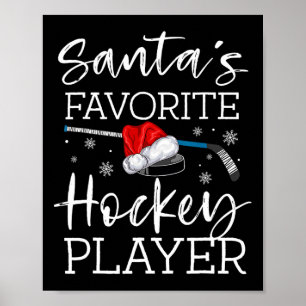 Affiche Père Noël Joueur de hockey favori Fun Pajama Chris