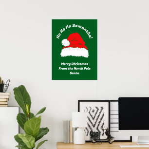 Affiche Père Noël Joyeux Noël Moderne Ho Ho Ho Nom