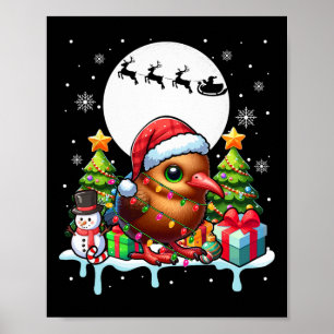 Affiche Père Noël Kiwi Bird Snowman Xmas Lumières Colorée