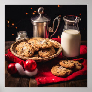 Affiche Père Noël Lait et cookies