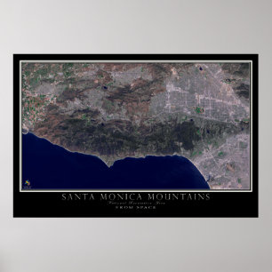 Affiche Père Noël Monica Mountains California Satellite Ma