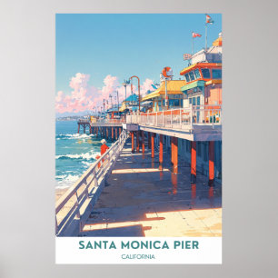 Affiche Père Noël Monica Pier - Attractions de Californie