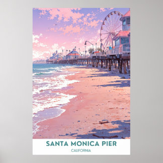 Affiche Père Noël Monica Pier - Californie
