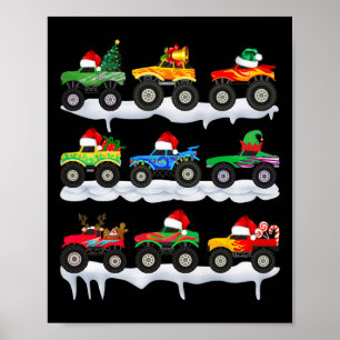 Affiche Père Noël Monster Camion Groupe d'équipes de Noël