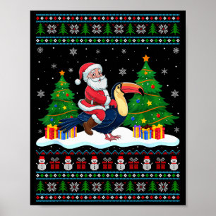 Affiche Père Noël montant des toucans lumières de l'arbre