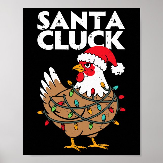 Affiche Père Noël Noël de poulet drôle de vacances Hommes  (Devant)