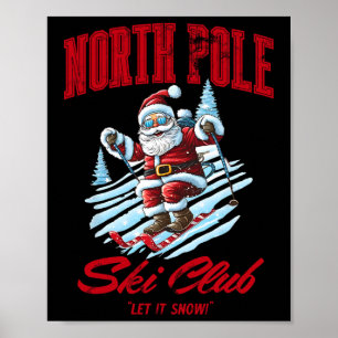 Affiche Père Noël Noël Neige Ski Au Pôle Nord