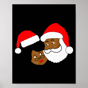 Affiche Père Noël noir aimant et Mme Claus Noël ethnique C