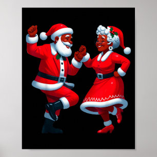 Affiche Père Noël noir américain dansant à Noël Mme