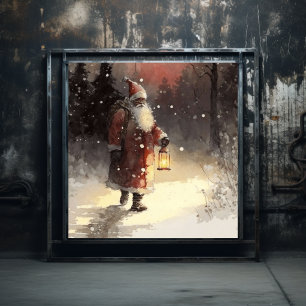 Affiche Père Noël Noir Rouge Velvet Elégance