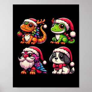 Affiche Père Noël Petites aides mignonne animal Noël Colle