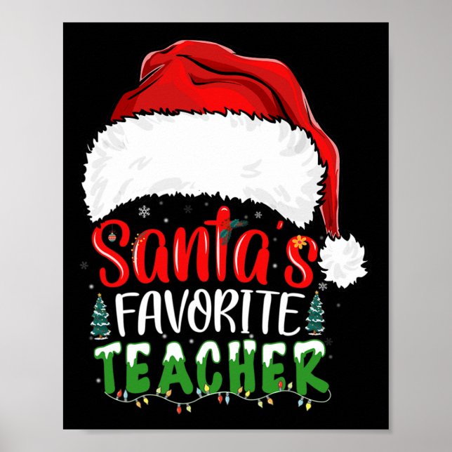 Affiche Père Noël Professeur Favori Enseignant Fun Noël En (Devant)