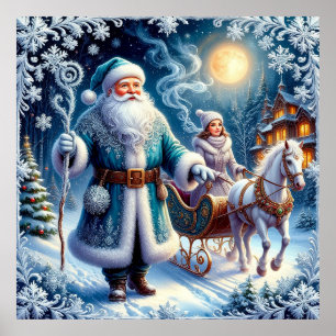 Affiche Père Noël, Promenade en Traîneau, et Noël Cosy