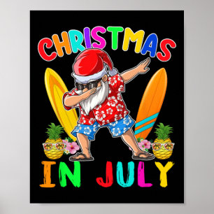 Affiche Père Noël qui fait du Dabbing Noël en juillet garç