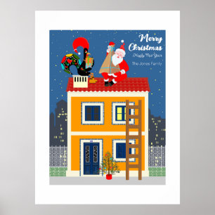 Affiche Père Noël rencontre le Coq portugais