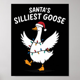 Affiche Père Noël Rétro Oie la Plus Idiote de Noël Oie Idi