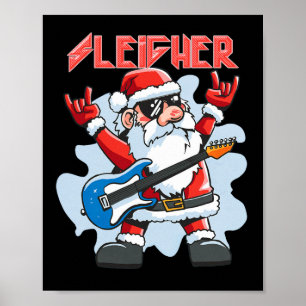 Affiche Père Noël Rockeur de Noël Hommes Femmes