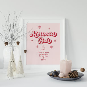 Affiche Père Noël rose Baby shower de Noël bébé Momosa bar