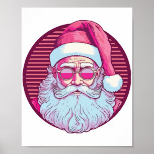Affiche Père Noël rose rétro vintage 