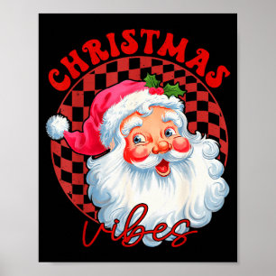 Affiche Père Noël rouge ambiance Noël vintage Nk visage Pè
