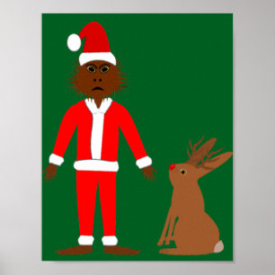 Affiche Père Noël Sasquatch et Jackalope Noël