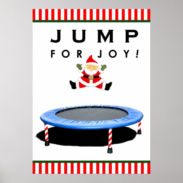 Affiche Père Noël sautant sur un trampoline (Devant)