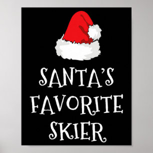 Affiche Père Noël Skier favori Casquette de Noël Funny Xma