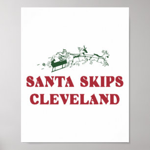 Affiche Père Noël Skips Cleveland Funny Père Noël Reindeer