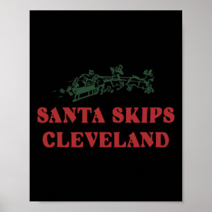 Affiche Père Noël Skips Cleveland Père Noël Reindeer Noël
