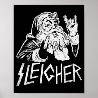Affiche Père Noël Sleigher Rock On Goth Heavy