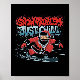 Affiche Père Noël Snowboard Graphisme Tee Bold Streetwear