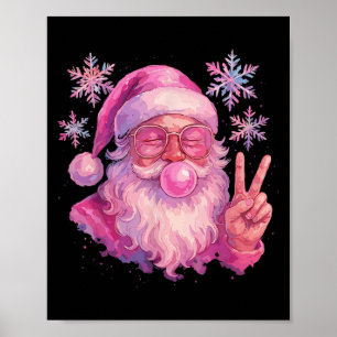 Affiche Père Noël soufflant des bulles de chewing-gum Nk,