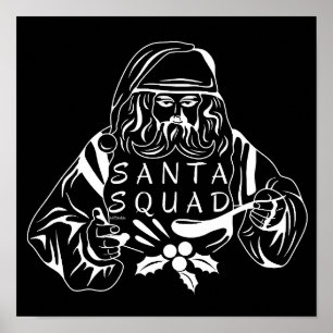 Affiche PÈRE NOËL SQUAD drôle idée cadeau de Noël