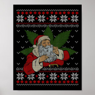 Affiche Père Noël Stoner Fumer Weed Humour Vilain Noël