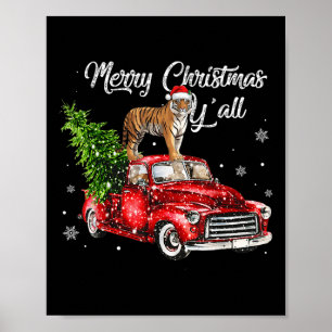 Affiche Père Noël Tiger Ride Rouge Camion moche Sweat Noël