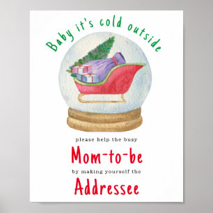 Affiche Père Noël traîneau - Maman à être destinataire