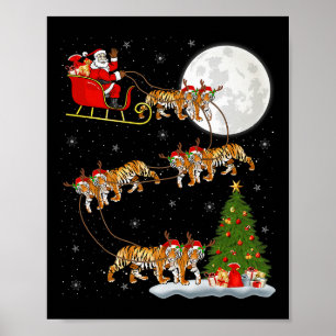 Affiche Père Noël Traîneau Volant Bengal Tiger Drôle Magiq