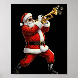 Affiche Père Noël trompette drôle joueur graphique Trump