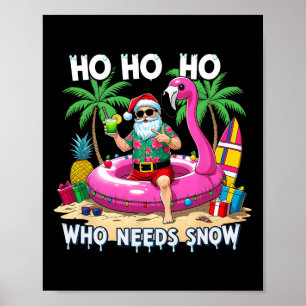 Affiche Père Noël Tropical Drôle Cadeau de Vacances de Noë