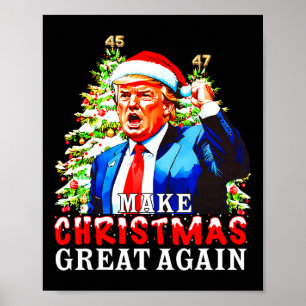Affiche Père Noël Trump 45-47 Pajamas de Noël Font de la G