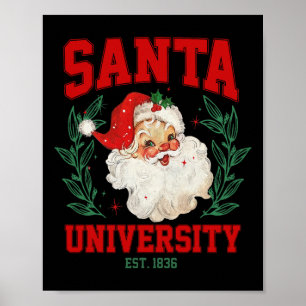 Affiche Père Noël University Funny Retro Noël
